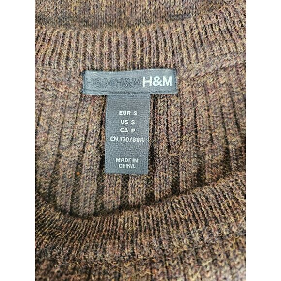 H & M Women's Casual Knee Length Sweater Dress Short Sleeve Brown Knit Size S - Picture 3 of 6